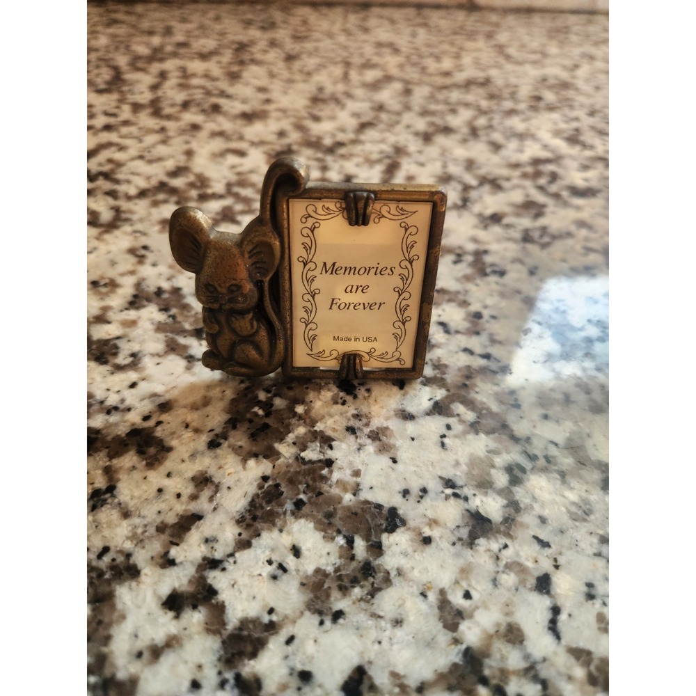 Vtg Miniature Molded Brass Frame 2.0"x 2.25" USA AMB/Memories are Forever